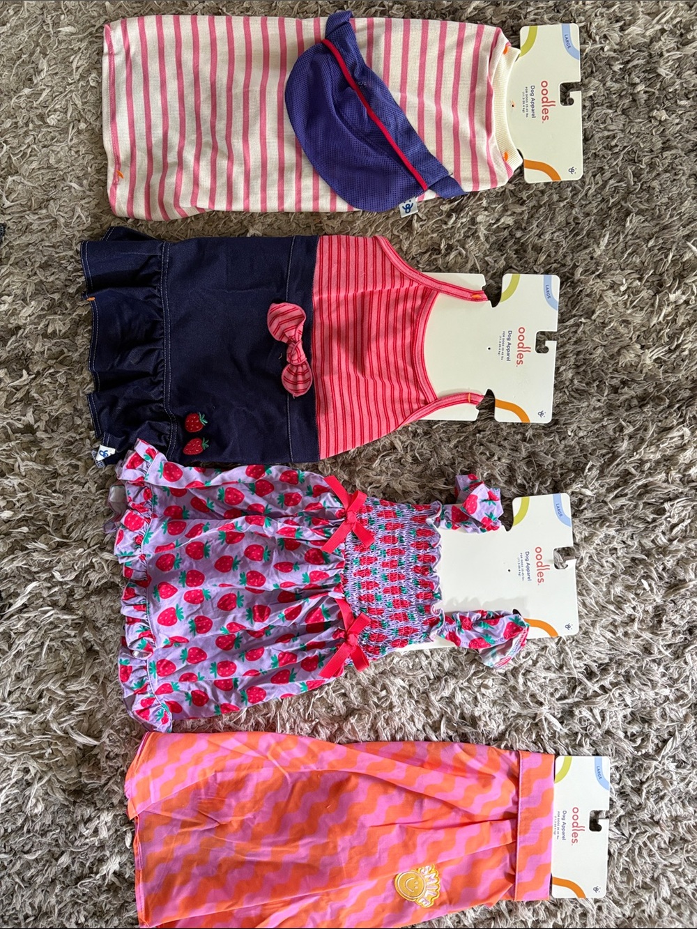 New lot four dog clothes, girl dog size large 25 to 45 pounds